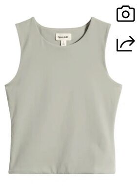 Open Edit Women's Sleeveless Lined Crewneck Tank Grey Chia New XS